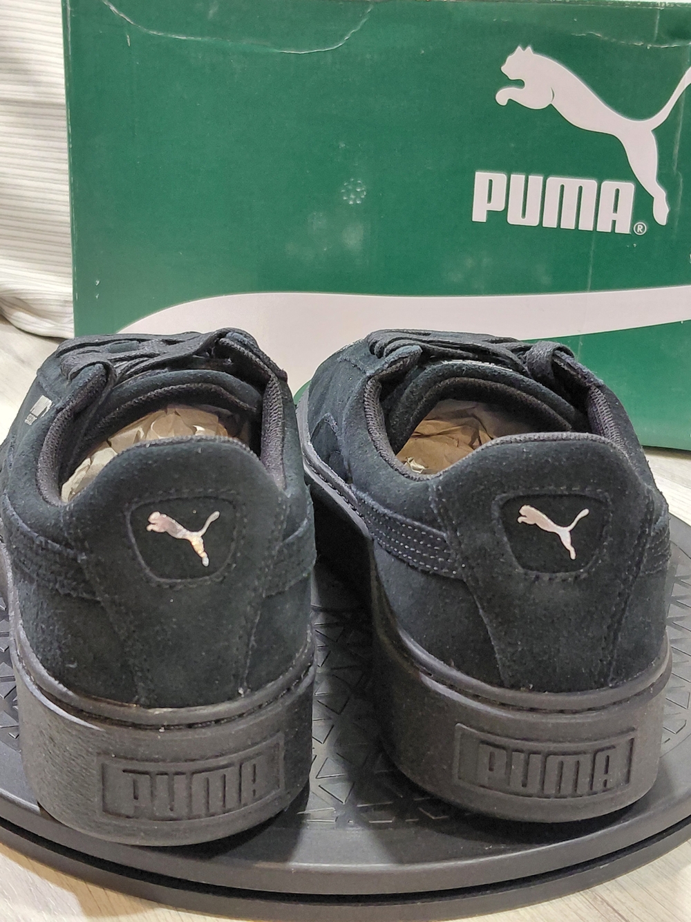 NEW PUMA Womens Suede Platform Crushed Gem Black Sneakers with Glitter Toe W10 - Picture 5 of 13